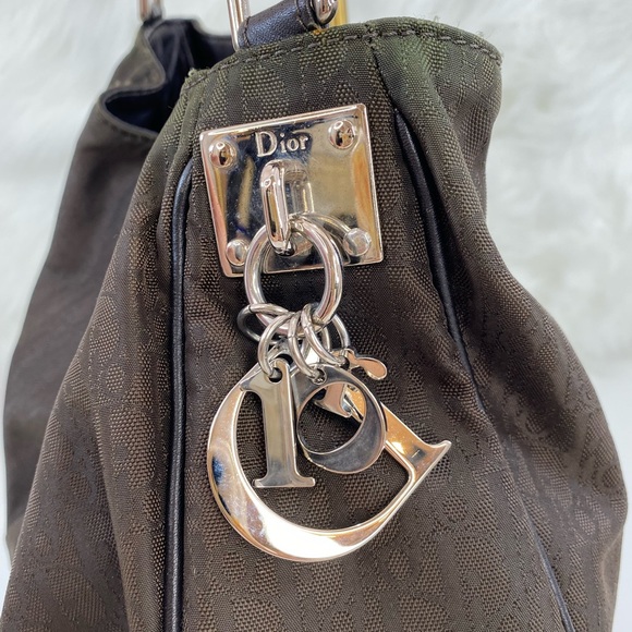 💯% AUTHENTIC CHRISTIAN DIOR Nylon Monogram Lovely Hobo Brown - Picture 4 of 15